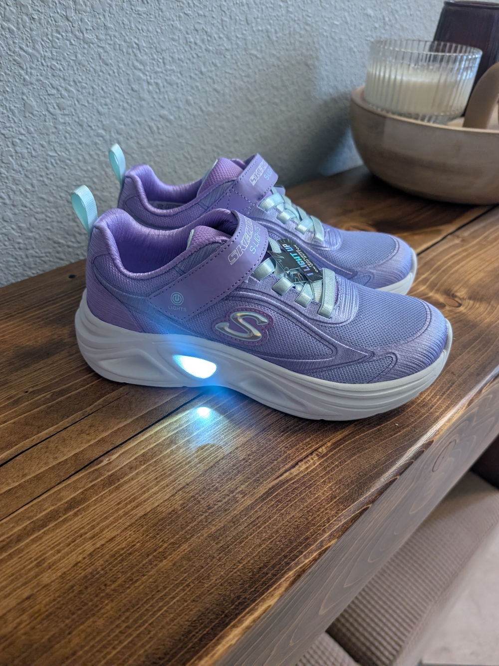 Skechers Kids Light-Up Sneakers in Lavender